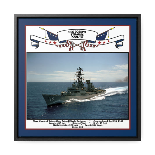 USS Joseph Strauss DDG-16 Navy Floating Frame Photo Front View