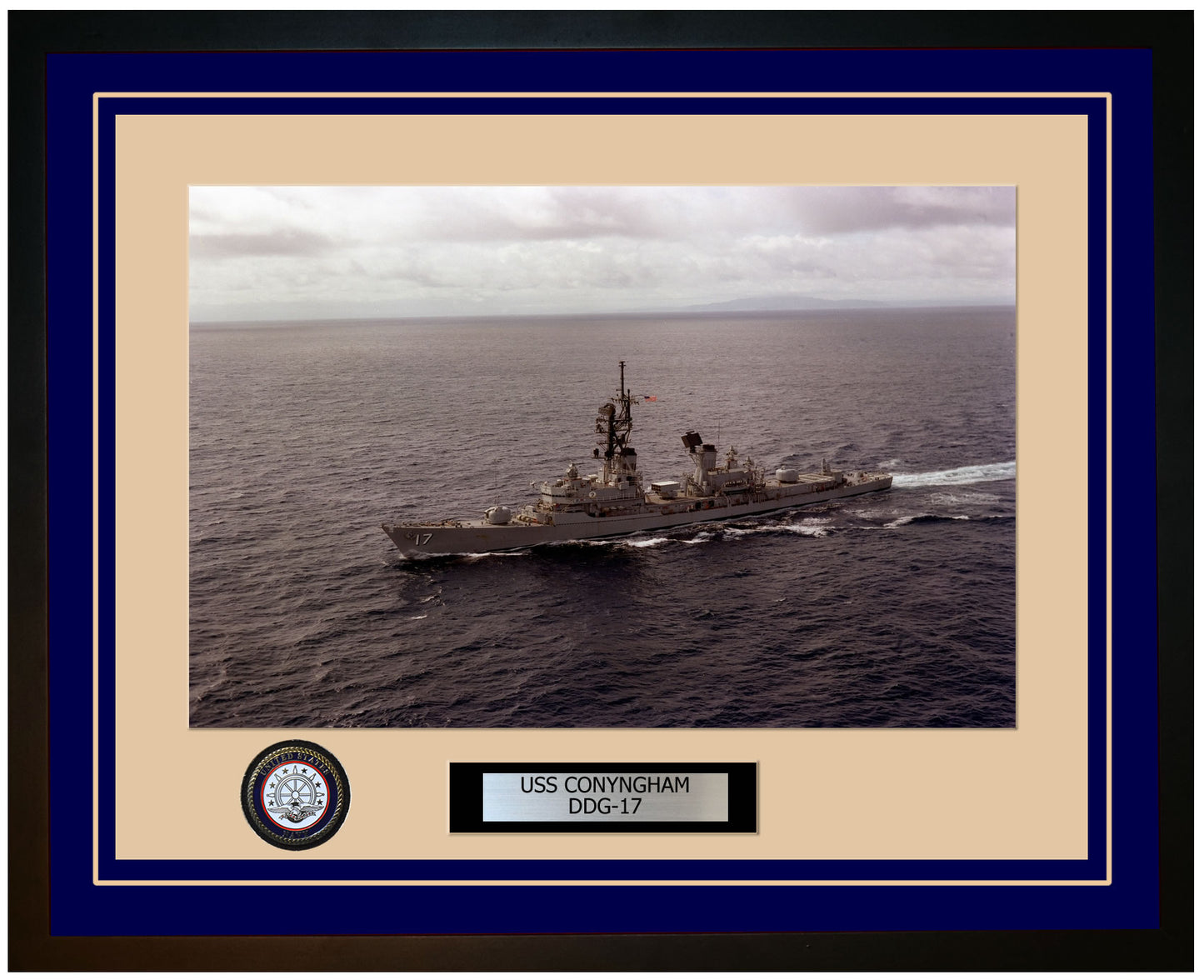 USS CONYNGHAM DDG-17 Framed Navy Ship Photo Blue