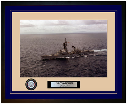 USS CONYNGHAM DDG-17 Framed Navy Ship Photo Blue