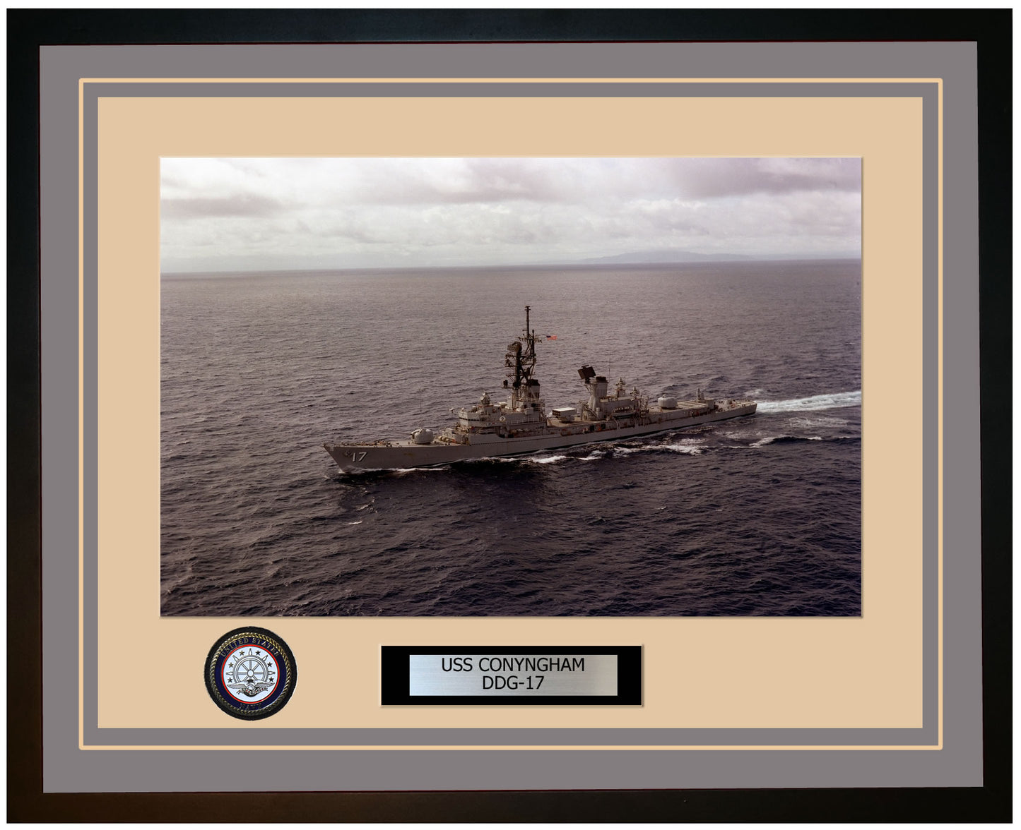 USS CONYNGHAM DDG-17 Framed Navy Ship Photo Grey