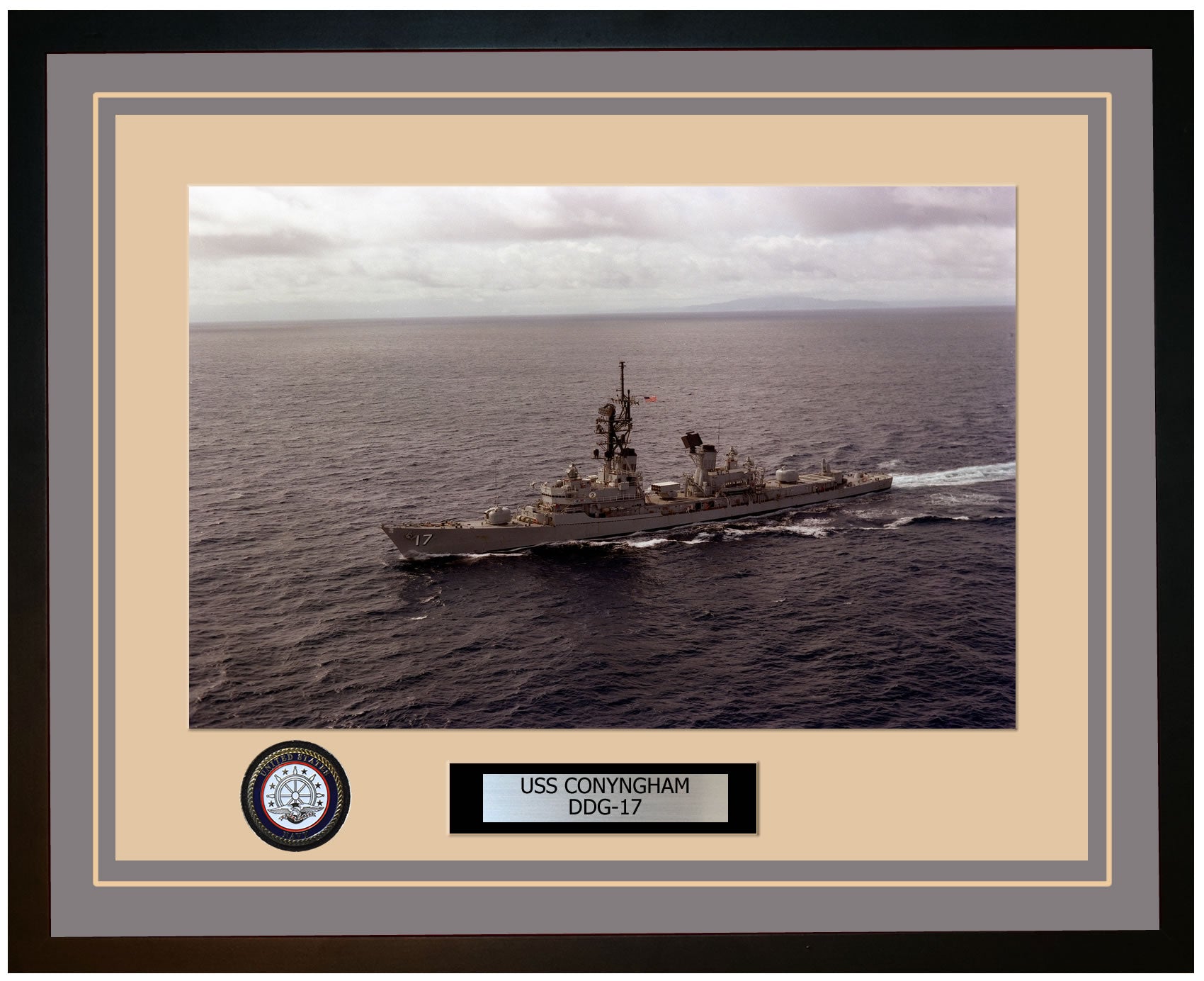 USS CONYNGHAM DDG-17 Framed Navy Ship Photo Grey