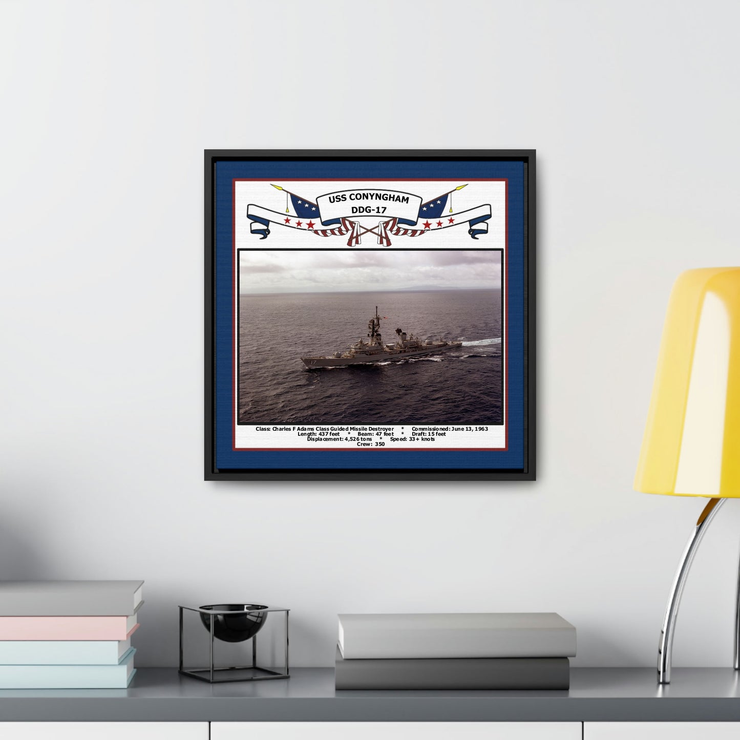 USS Conyngham DDG-17 Navy Floating Frame Photo Desk View