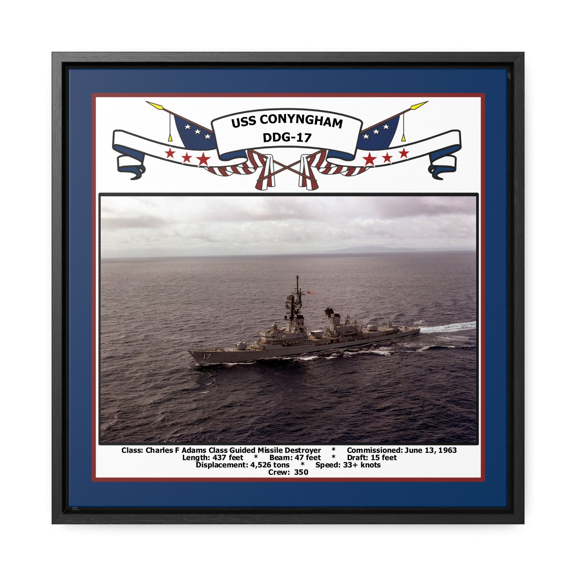 USS Conyngham DDG-17 Navy Floating Frame Photo Front View