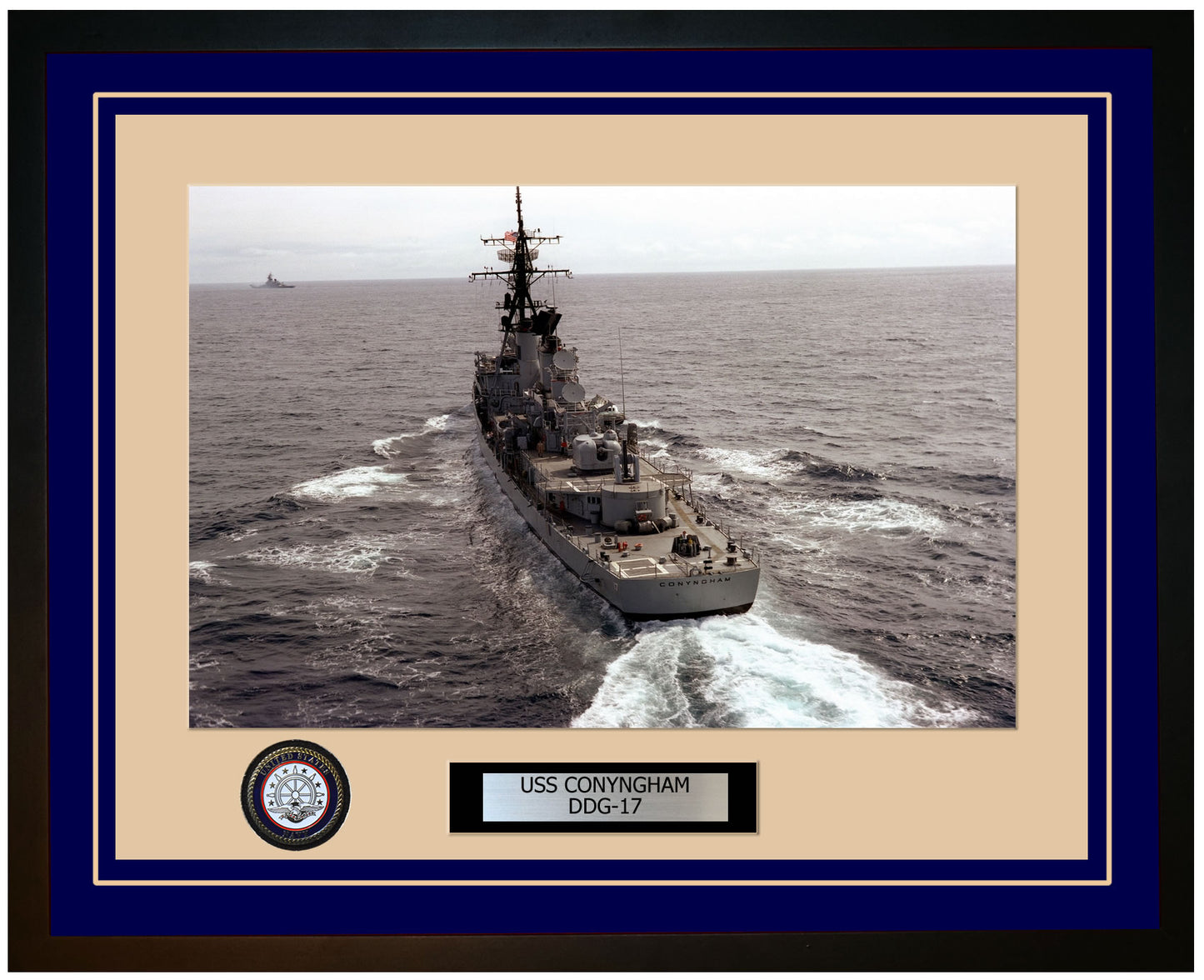 USS CONYNGHAM DDG-17 Framed Navy Ship Photo Blue
