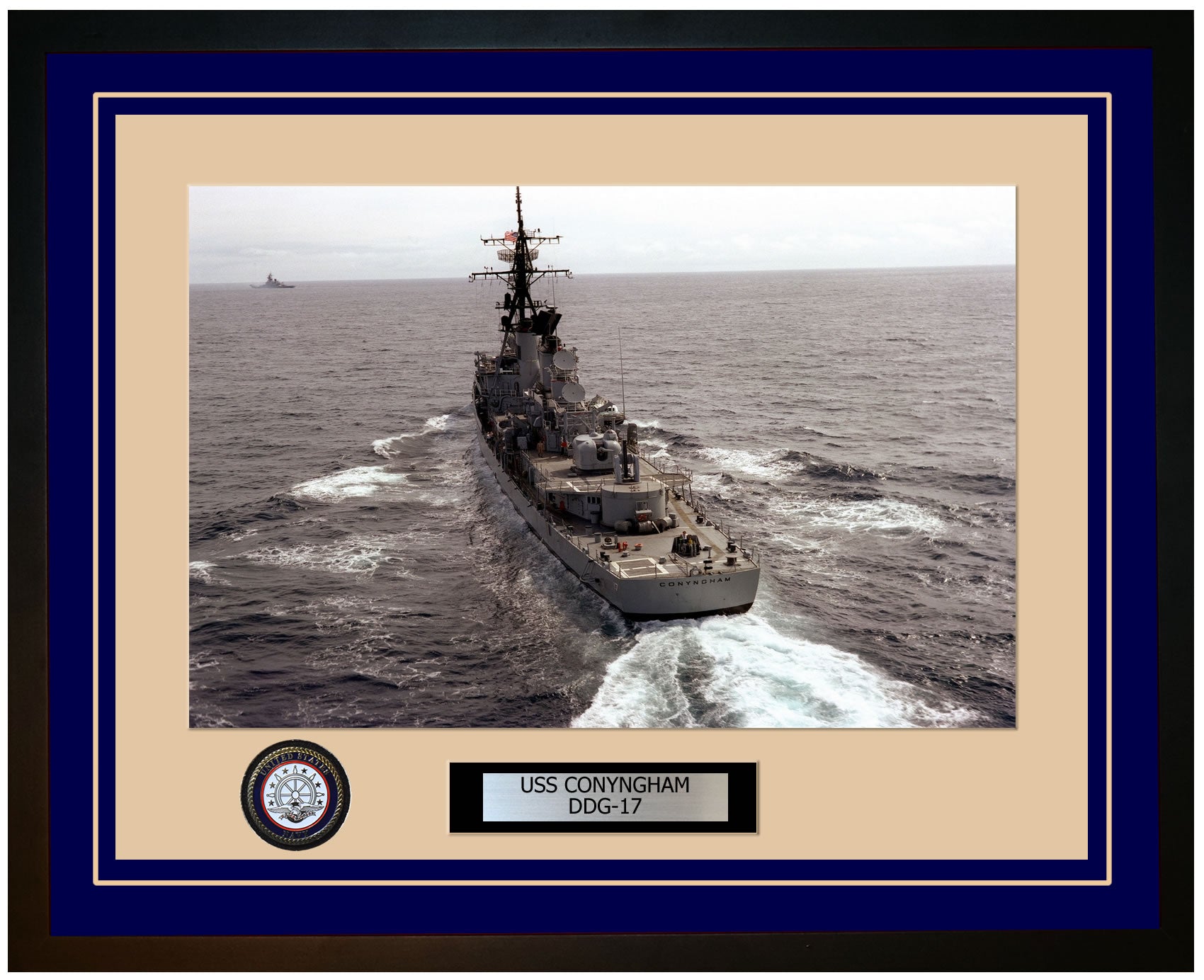 USS CONYNGHAM DDG-17 Framed Navy Ship Photo Blue