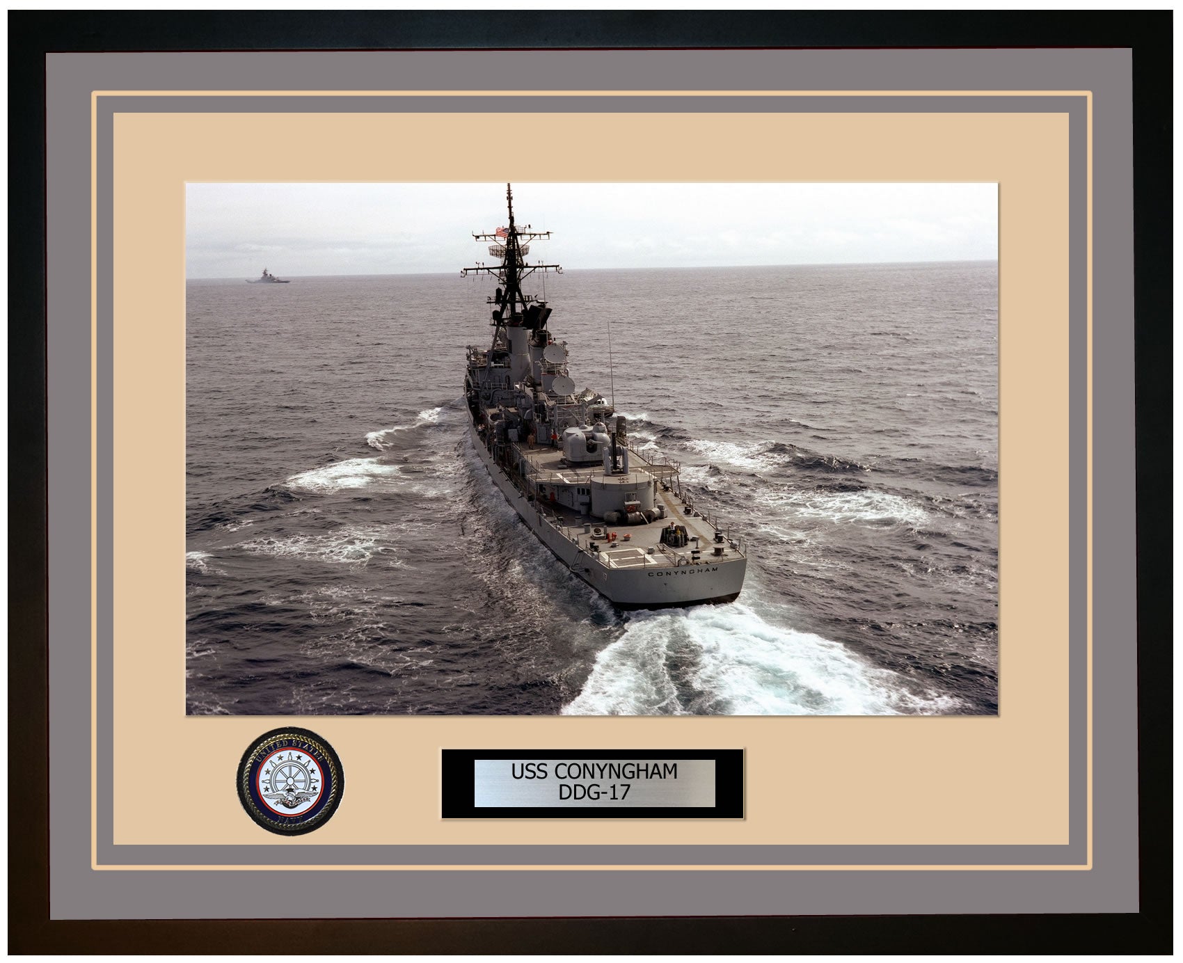 USS CONYNGHAM DDG-17 Framed Navy Ship Photo Grey
