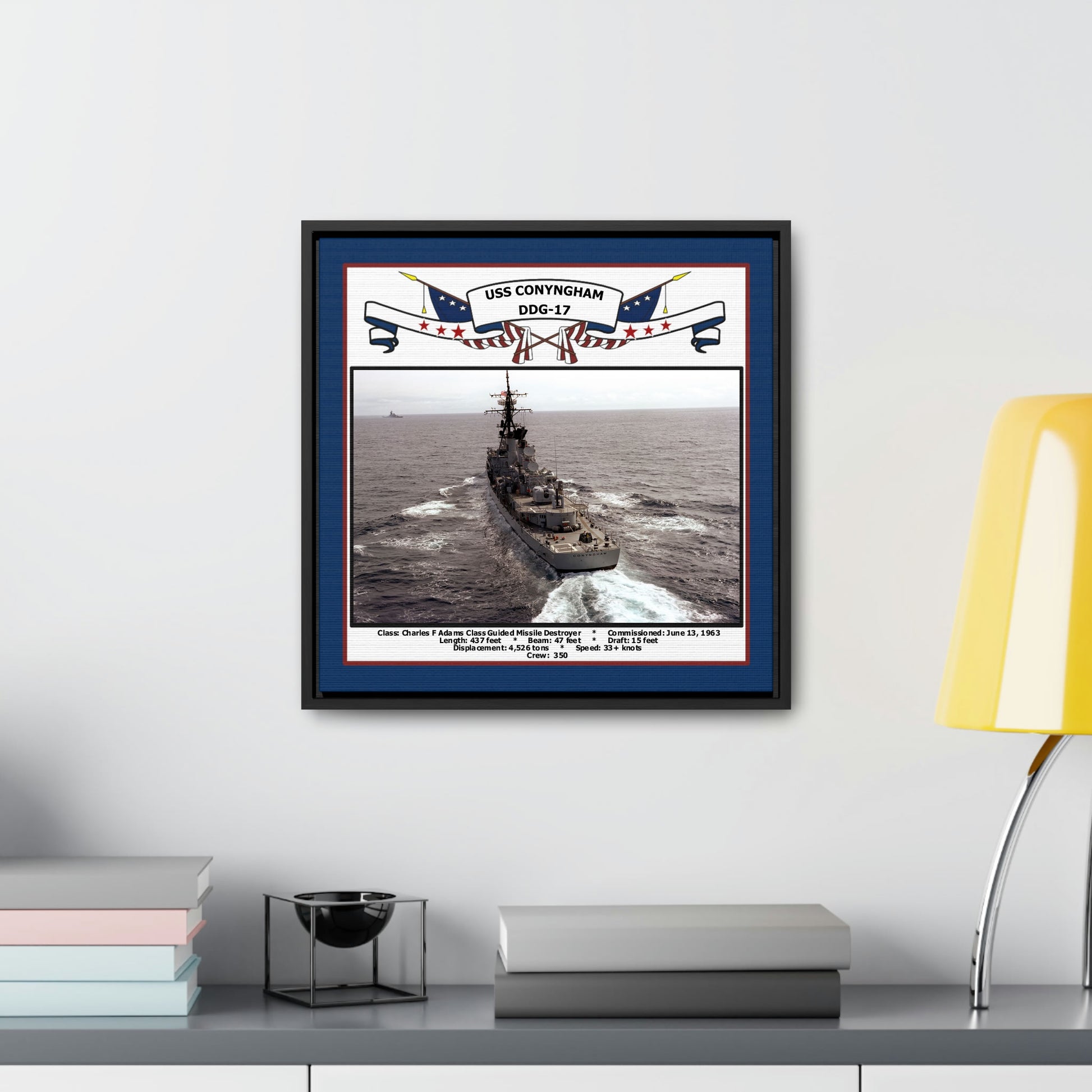 USS Conyngham DDG-17 Navy Floating Frame Photo Desk View