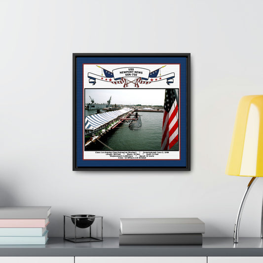 USS Newport News SSN-750 Navy Floating Frame Photo Desk View