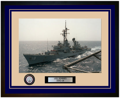 USS SEMMES DDG-18 Framed Navy Ship Photo Blue