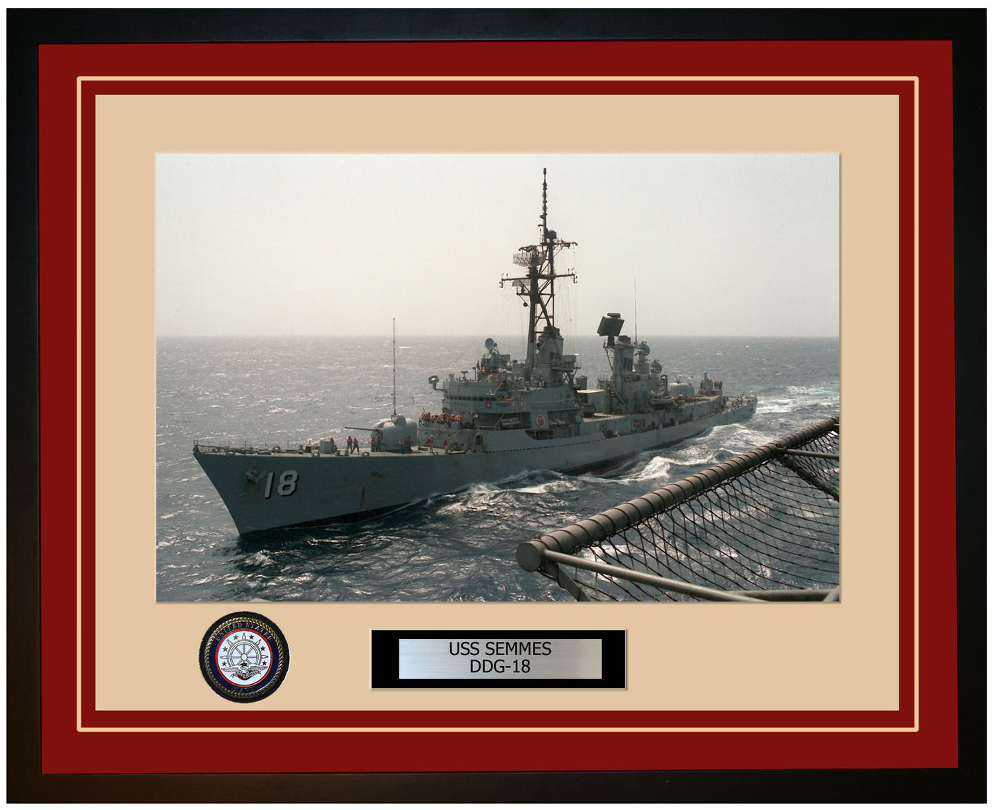 USS SEMMES DDG-18 Framed Navy Ship Photo Burgundy
