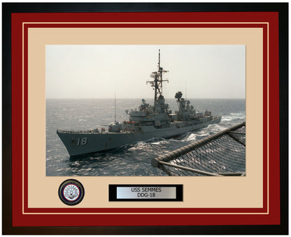 USS SEMMES DDG-18 Framed Navy Ship Photo Burgundy
