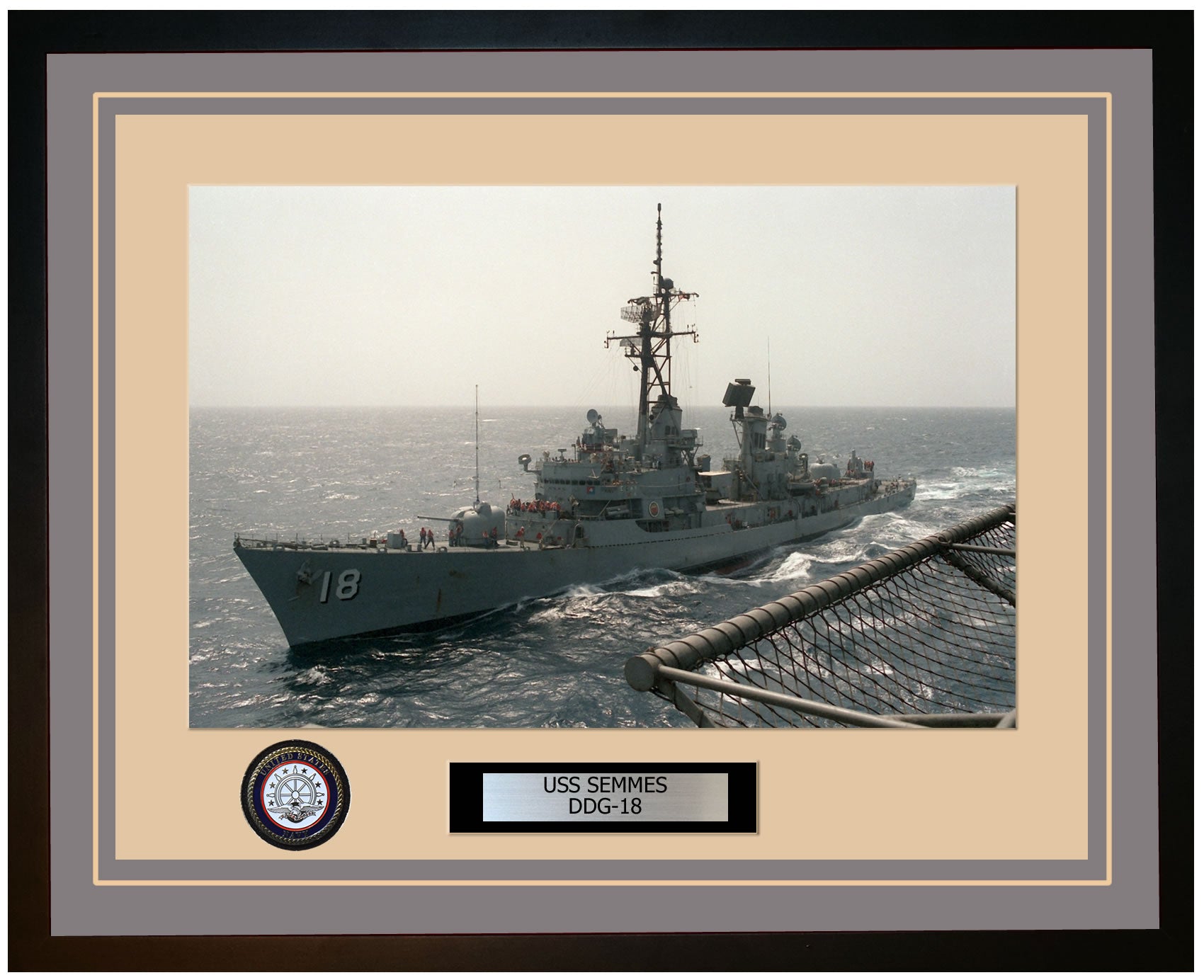 USS SEMMES DDG-18 Framed Navy Ship Photo Grey