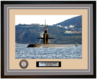 USS Newport News SSN-750 Framed Navy Ship Photo Grey