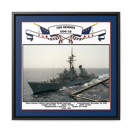 USS Semmes DDG-18 Navy Floating Frame Photo Front View