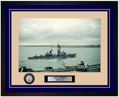 USS SEMMES DDG-18 Framed Navy Ship Photo Blue