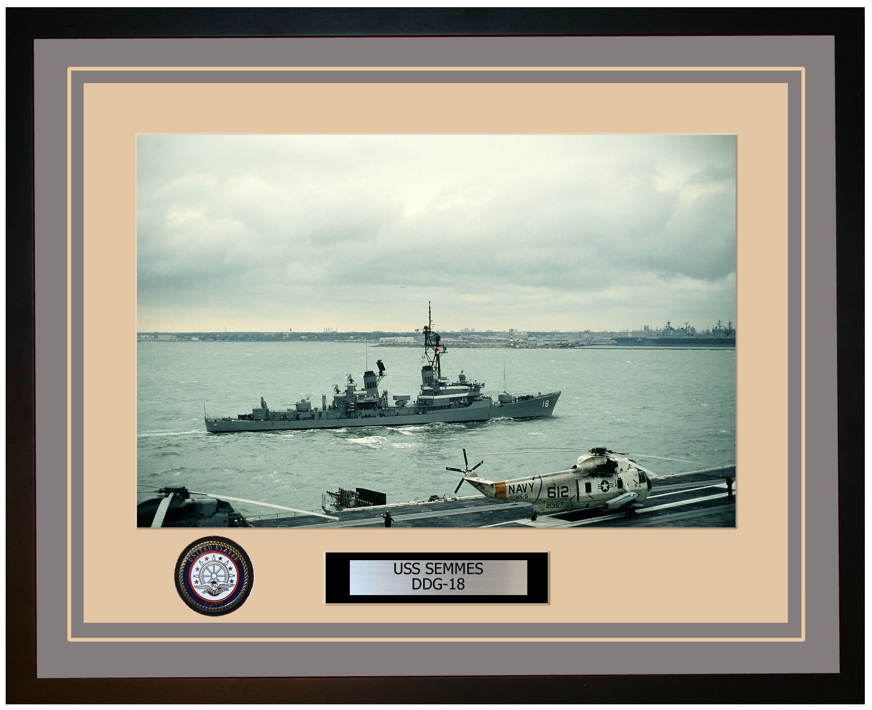 USS SEMMES DDG-18 Framed Navy Ship Photo Grey