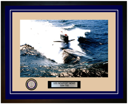 USS Newport News SSN-750 Framed Navy Ship Photo Blue