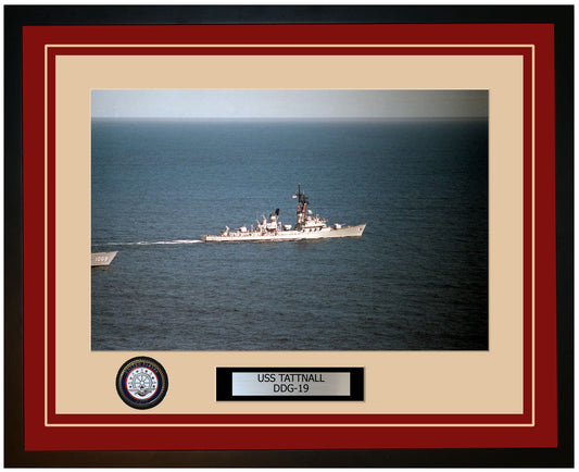 USS TATTNALL DDG-19 Framed Navy Ship Photo Burgundy