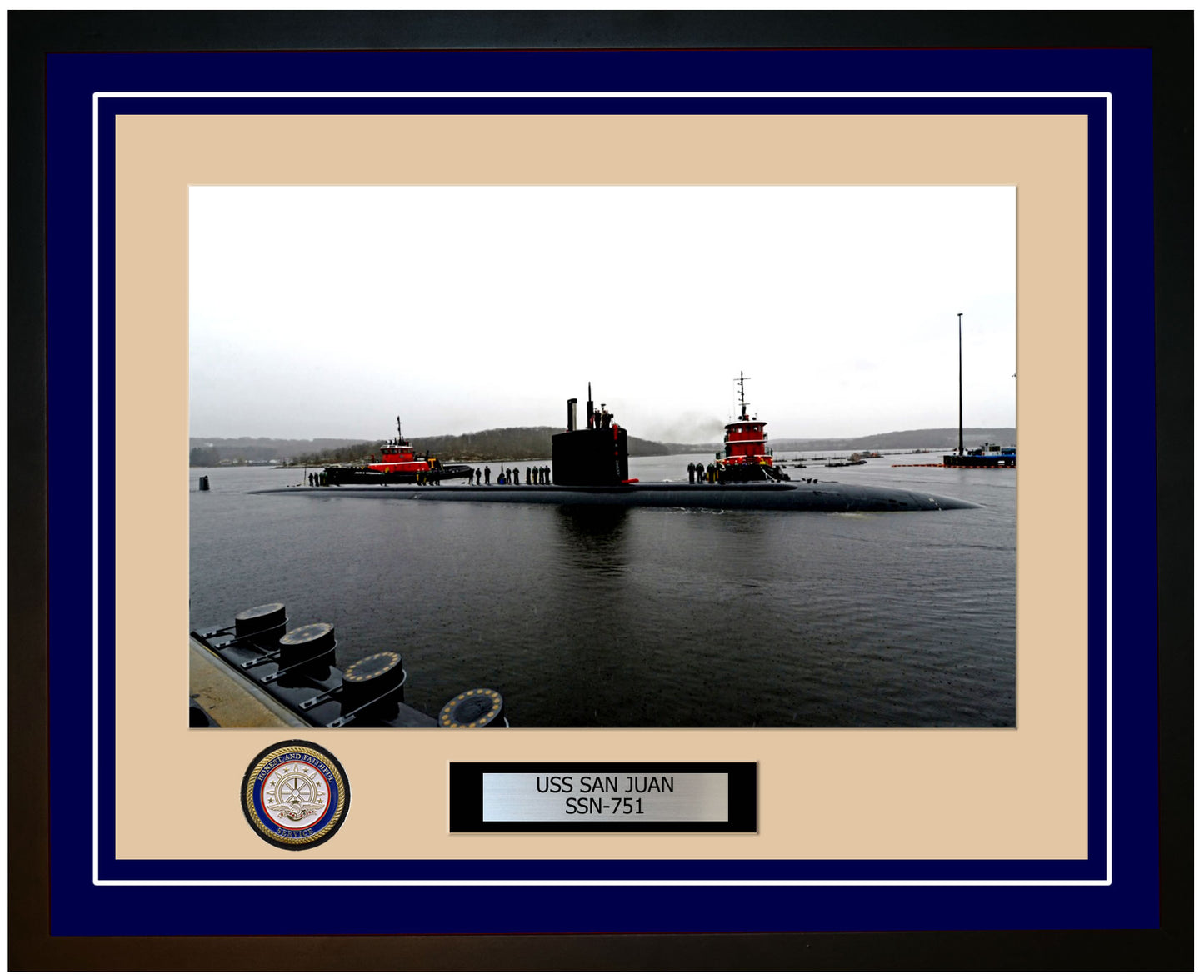USS San Juan SSN-751 Framed Navy Ship Photo Blue