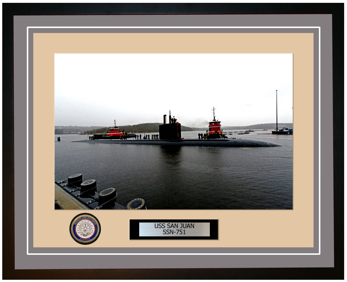 USS San Juan SSN-751 Framed Navy Ship Photo Grey