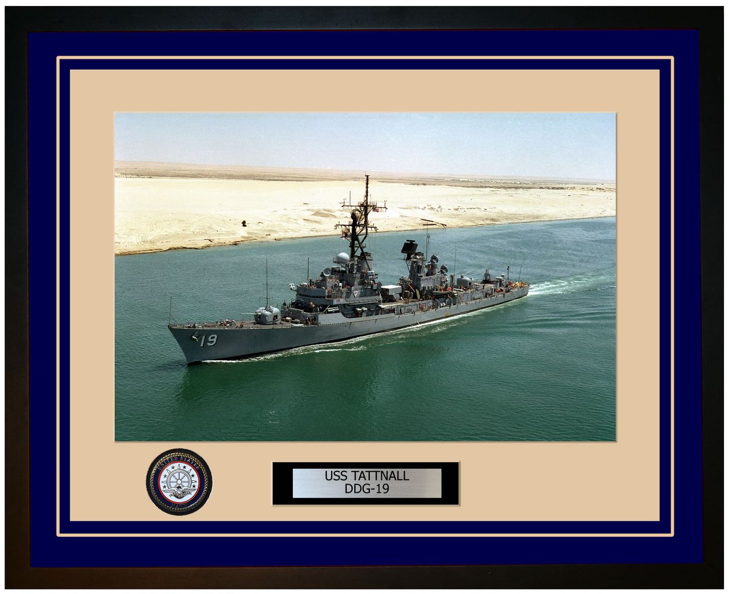 USS TATTNALL DDG-19 Framed Navy Ship Photo Blue
