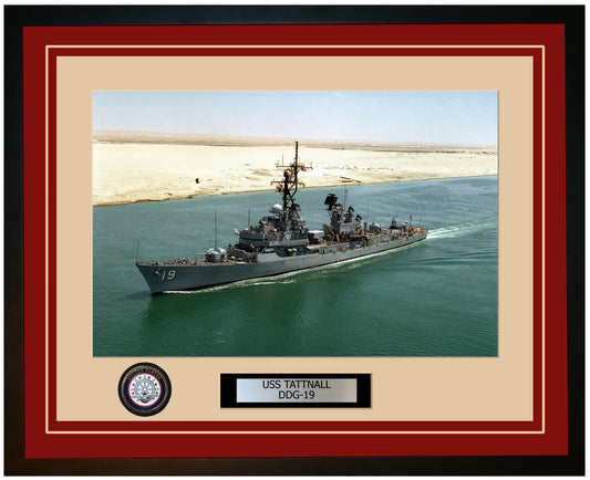 USS TATTNALL DDG-19 Framed Navy Ship Photo Burgundy