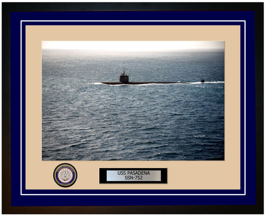 USS Pasadena SSN-752 Framed Navy Ship Photo Blue