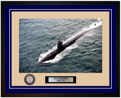 USS Pasadena SSN-752 Framed Navy Ship Photo Blue