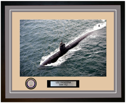 USS Pasadena SSN-752 Framed Navy Ship Photo Grey