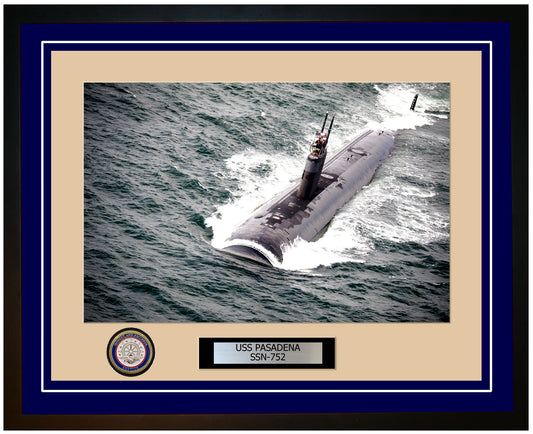 USS Pasadena SSN-752 Framed Navy Ship Photo Blue