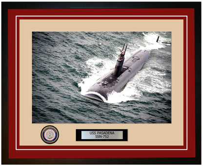 USS Pasadena SSN-752 Framed Navy Ship Photo Burgundy