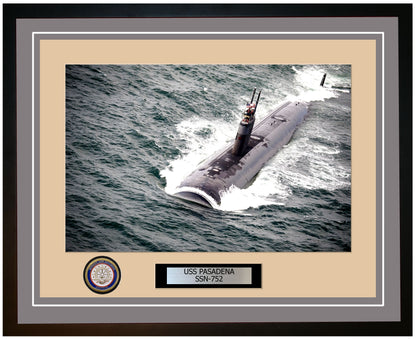 USS Pasadena SSN-752 Framed Navy Ship Photo Grey