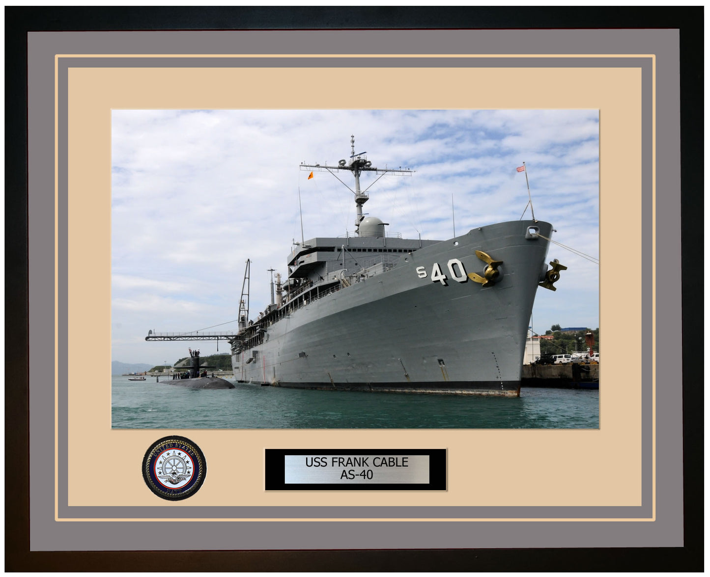 USS FRANK-CABLE AS-40 Framed Navy Ship Photo Grey
