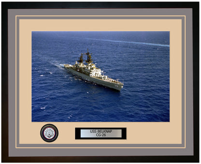 USS BELKNAP CG-26 Framed Navy Ship Photo Grey
