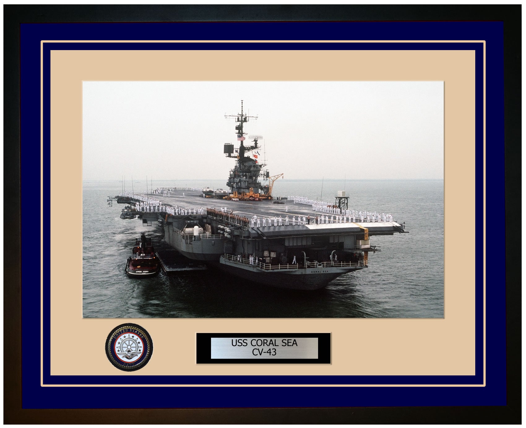 USS CORAL SEA CV-43 Framed Navy Ship Photo Blue