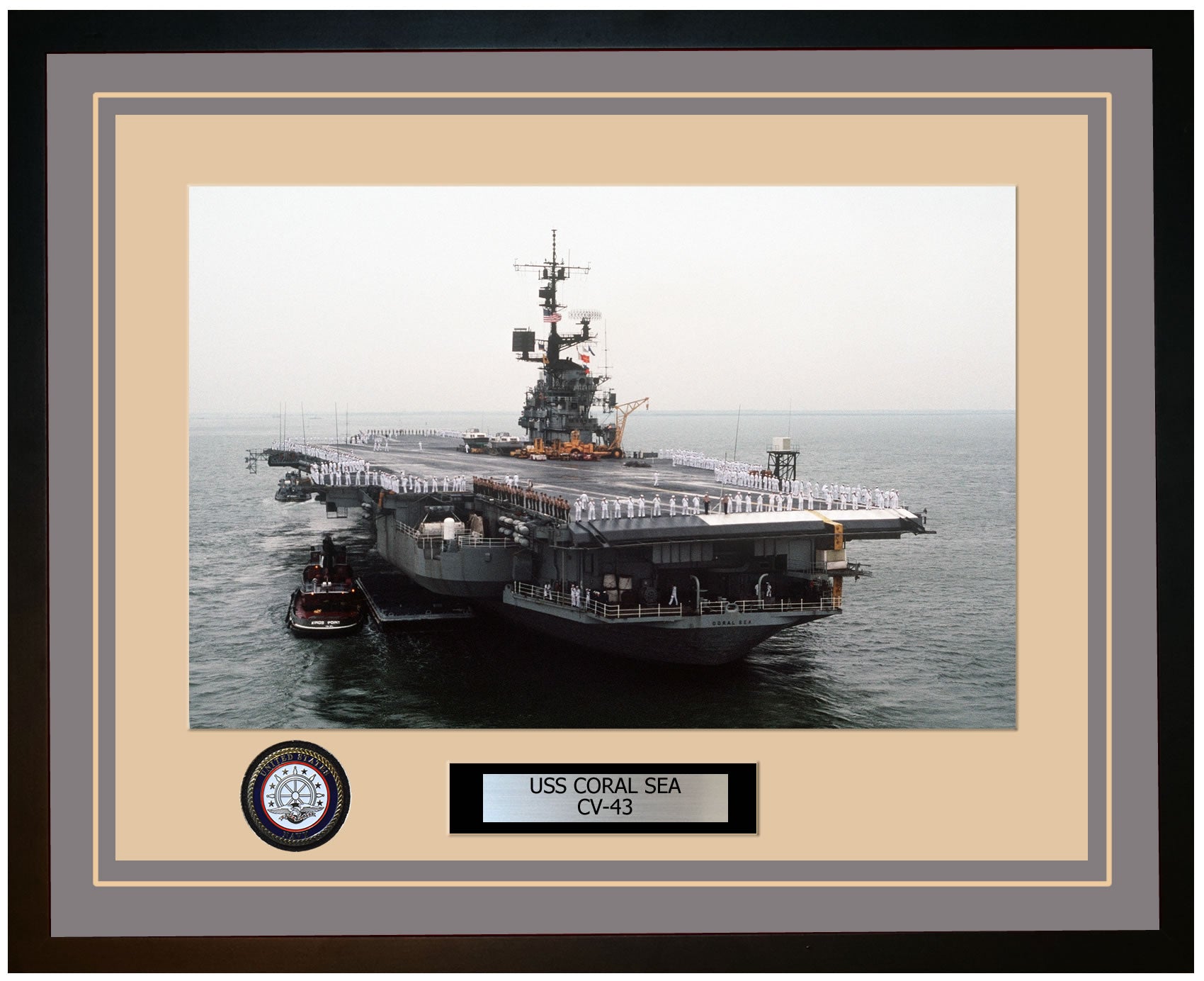 USS CORAL SEA CV-43 Framed Navy Ship Photo Grey