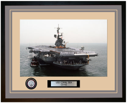 USS CORAL SEA CV-43 Framed Navy Ship Photo Grey