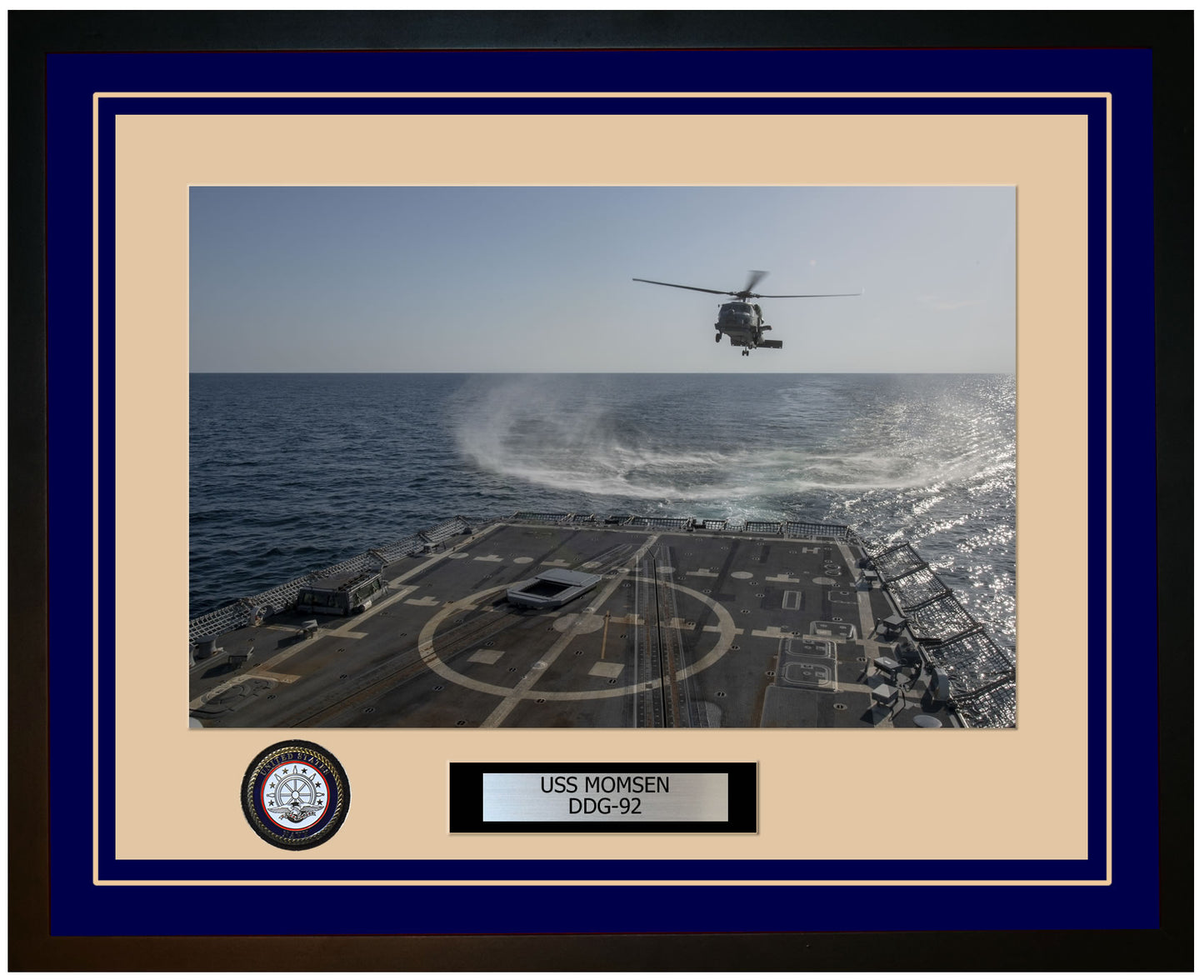 USS MOMSEN DDG-92 Framed Navy Ship Photo Blue