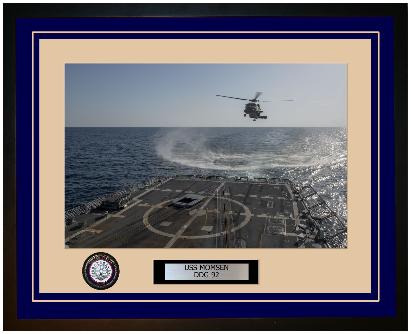 USS MOMSEN DDG-92 Framed Navy Ship Photo Blue