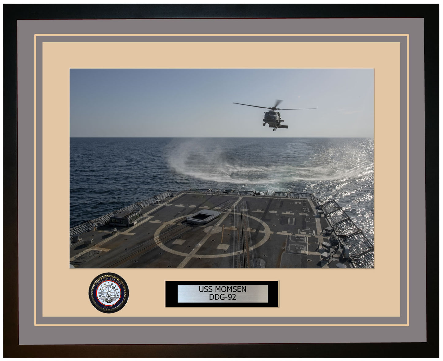 USS MOMSEN DDG-92 Framed Navy Ship Photo Grey