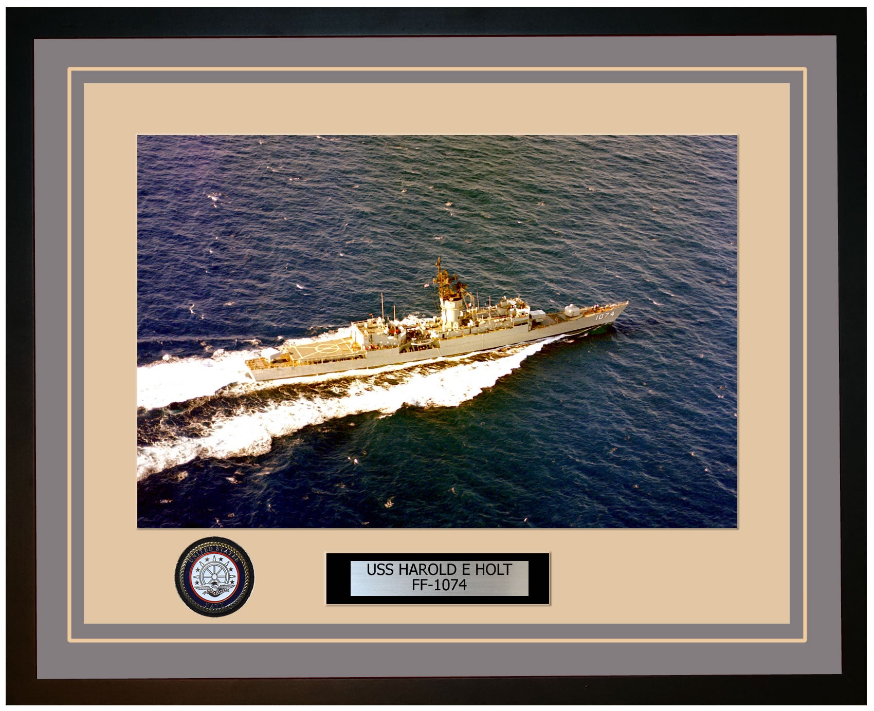 USS HAROLD E HOLT FF-1074 Framed Navy Ship Photo Grey