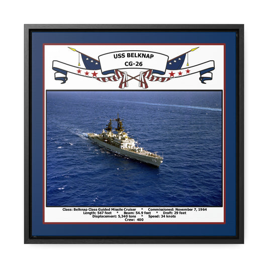 USS Belknap CG-26 Navy Floating Frame Photo Front View