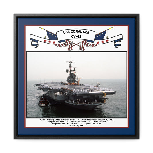 USS Coral Sea CV-43 Navy Floating Frame Photo Front View