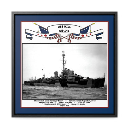 USS Hill DE-141 Navy Floating Frame Photo Front View