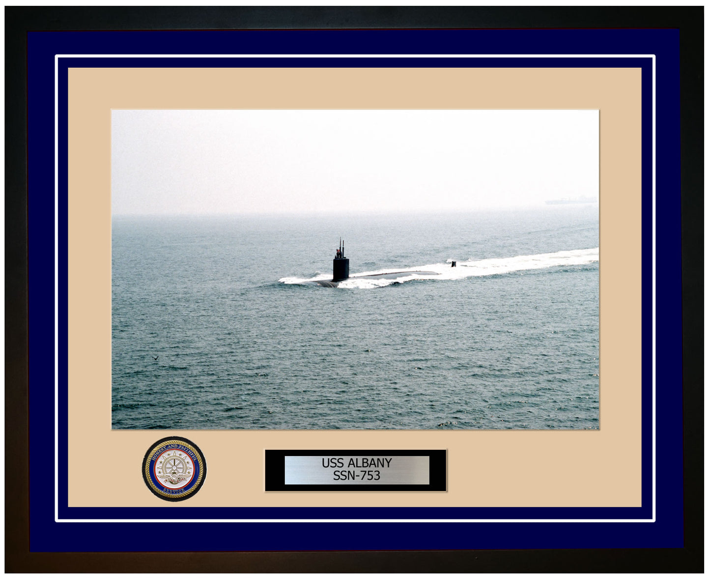 USS Albany SSN-753 Framed Navy Ship Photo Blue