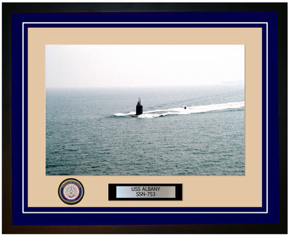 USS Albany SSN-753 Framed Navy Ship Photo Blue
