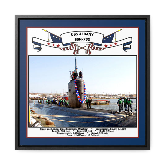 USS Albany SSN-753 Navy Floating Frame Photo Front View