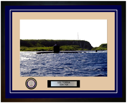 USS Topeka SSN-754 Framed Navy Ship Photo Blue