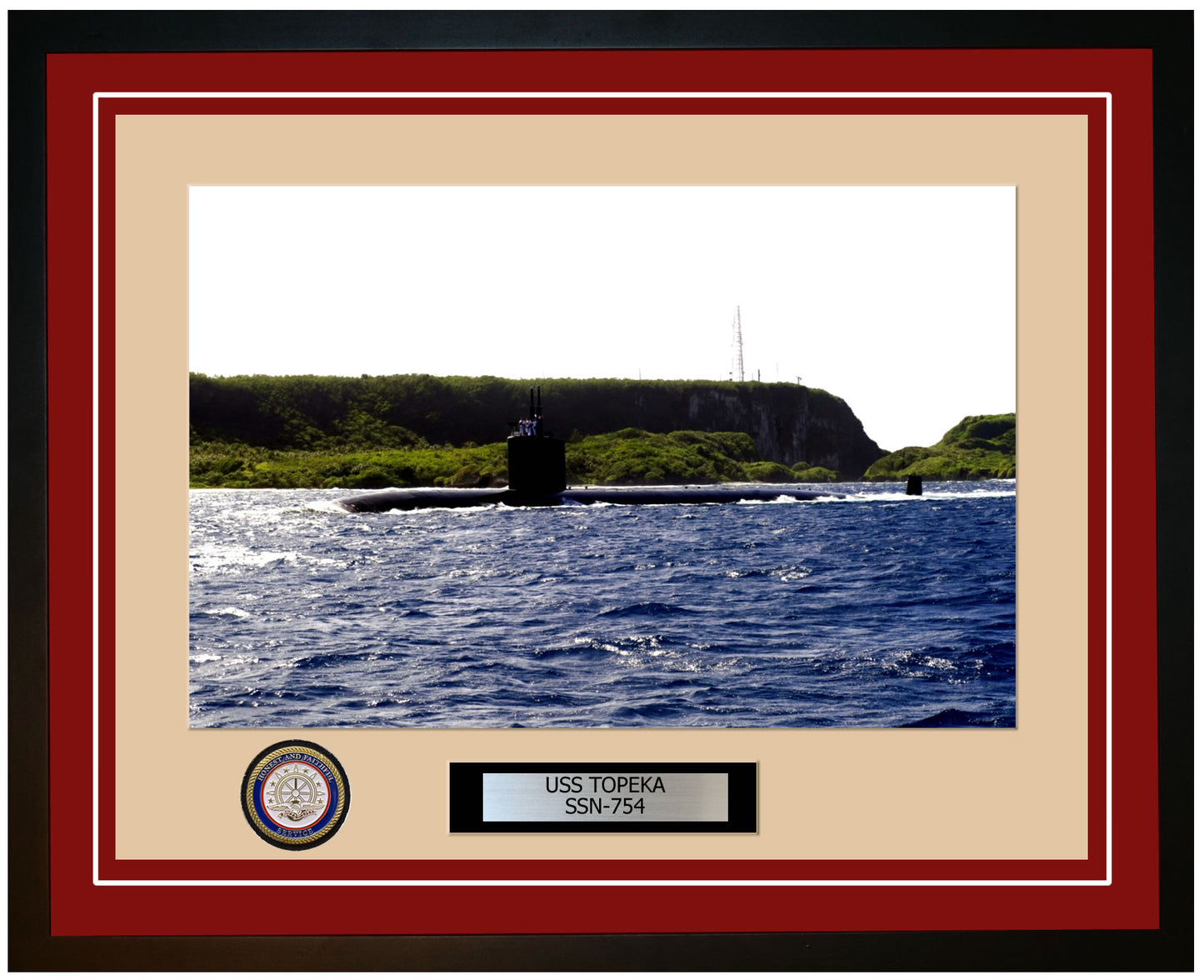 USS Topeka SSN-754 Framed Navy Ship Photo Burgundy