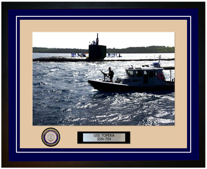 USS Topeka SSN-754 Framed Navy Ship Photo Blue